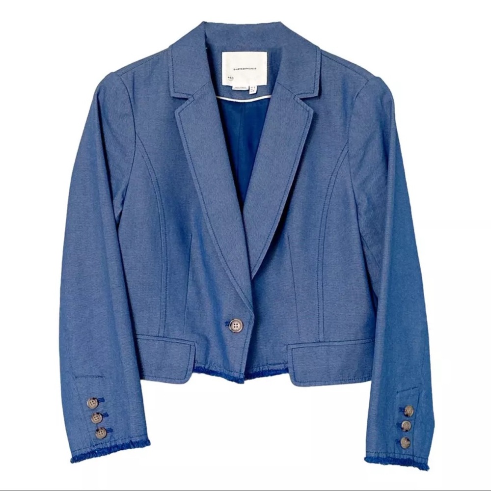 ANTHROPOLOGIE Cartonnier Cropped Frayed Hem Blazer Size 2